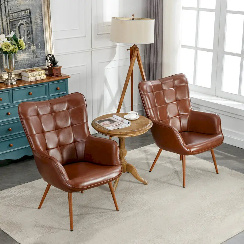 Set of 2 Modern Accent Chair Wingback Armchair