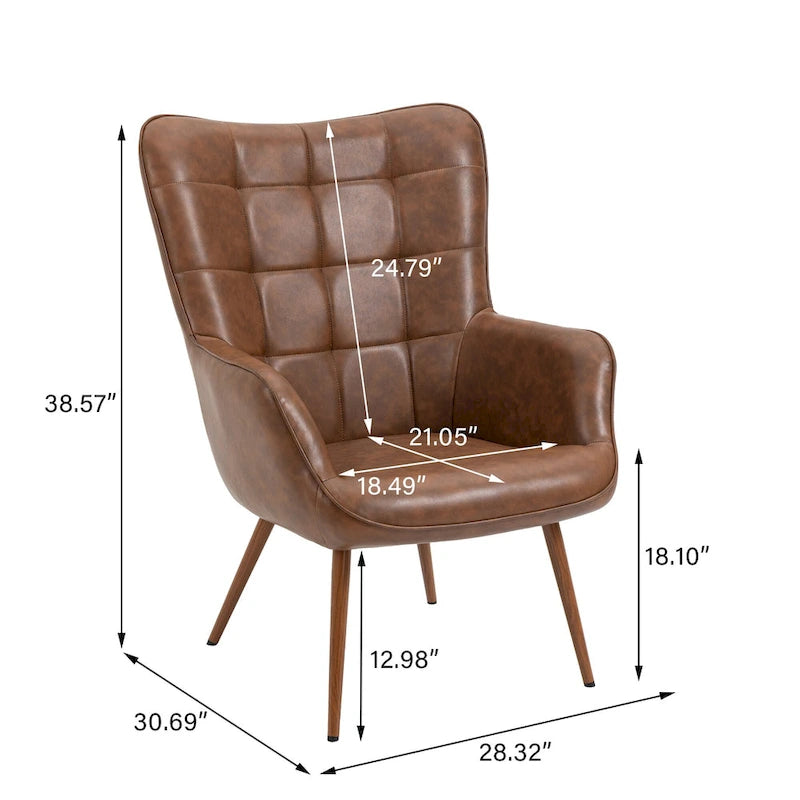 Set of 2 Modern Accent Chair Wingback Armchair