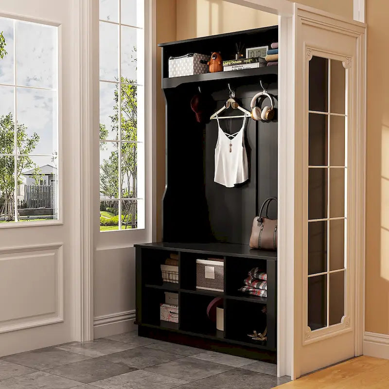 Hall Tree Storage Bench Shoe Rack Entryway Hall Tree Shoe Storage