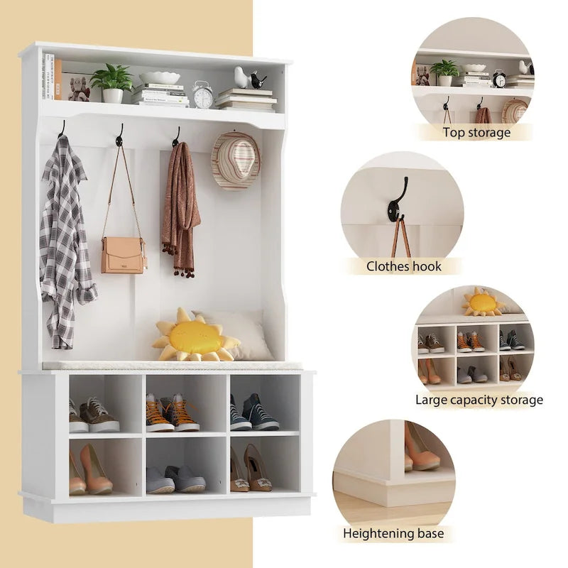 Hall Tree Storage Bench Shoe Rack Entryway Hall Tree Shoe Storage