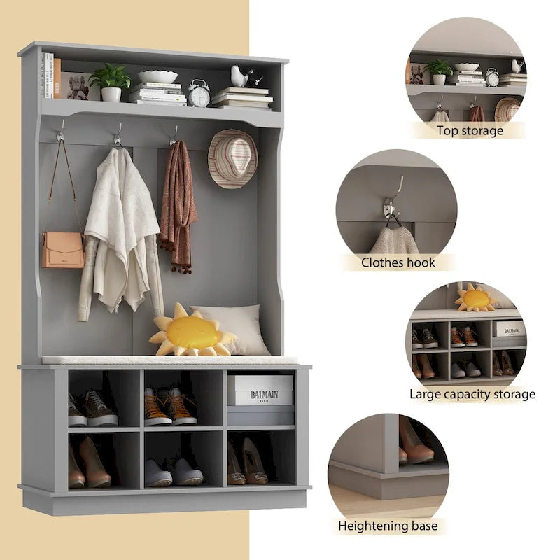 Hall Tree Storage Bench Shoe Rack Entryway Hall Tree Shoe Storage