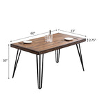 Roundhill Furniture Amisos 6-Piece Dining Set, Hairpin Dining Table with 4 Chairs and Upholstery Bench