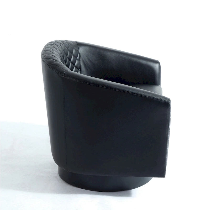 Modern Armchair Faux Leather Nailhead Trim Swivel Accent Chair