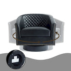 Modern Armchair Faux Leather Nailhead Trim Swivel Accent Chair