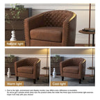 Modern Armchair Faux Leather Nailhead Trim Swivel Accent Chair