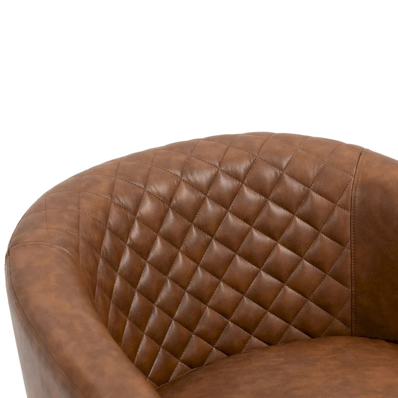 Modern Armchair Faux Leather Nailhead Trim Swivel Accent Chair