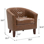 Modern Armchair Faux Leather Nailhead Trim Swivel Accent Chair
