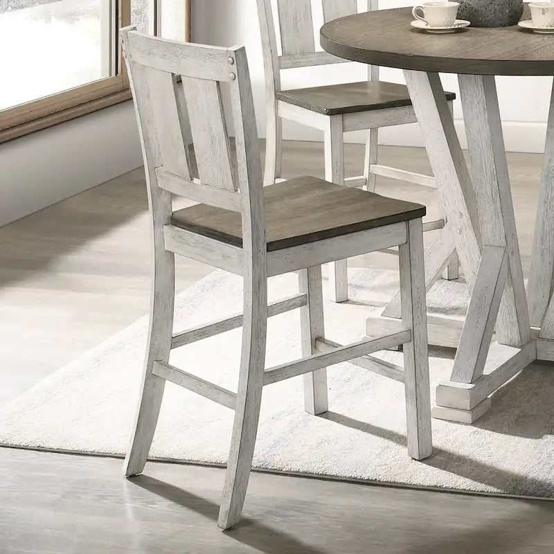 Furniture of America Theile Rustic Wood Counter Height Chairs, Set of 2