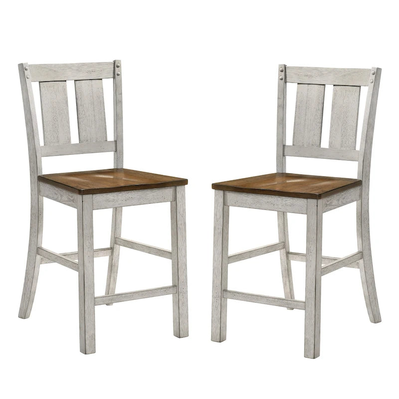 Furniture of America Theile Rustic Wood Counter Height Chairs, Set of 2