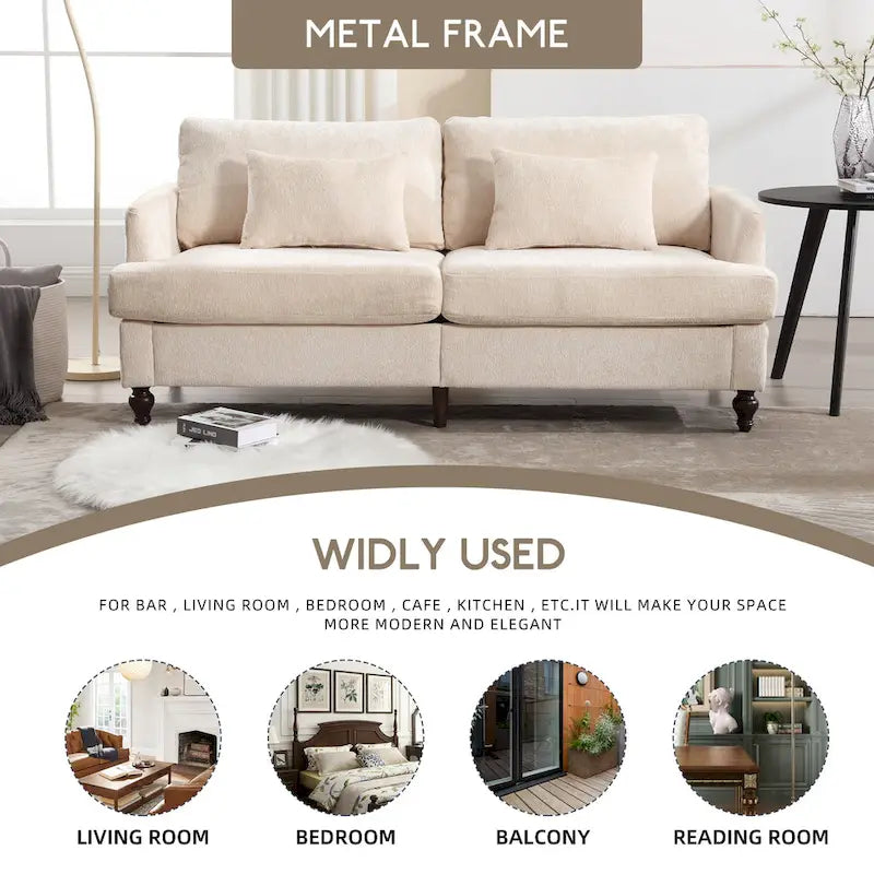 HOMEFUN Modern chenille Fabric Loveseat,2-Seat Upholstered Loveseat Sofa Modern Couch