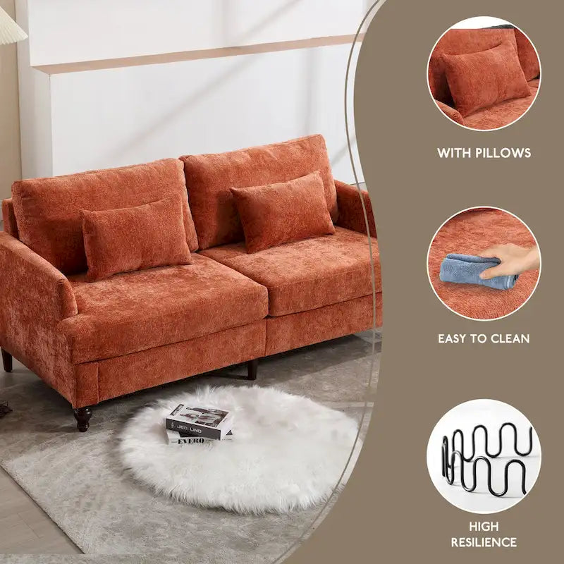 HOMEFUN Modern chenille Fabric Loveseat,2-Seat Upholstered Loveseat Sofa Modern Couch