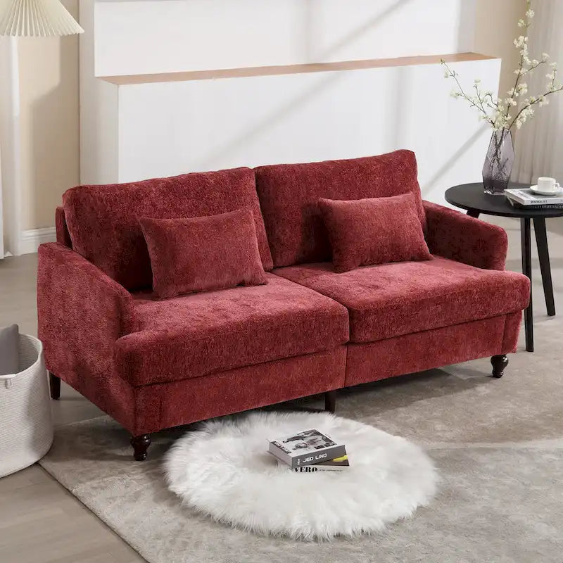 HOMEFUN Modern chenille Fabric Loveseat,2-Seat Upholstered Loveseat Sofa Modern Couch