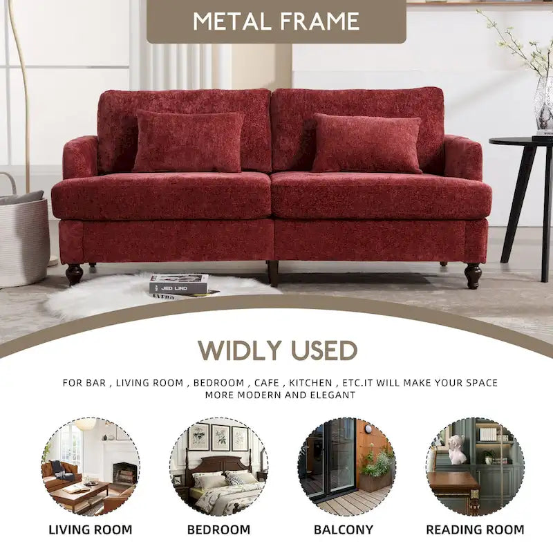 HOMEFUN Modern chenille Fabric Loveseat,2-Seat Upholstered Loveseat Sofa Modern Couch