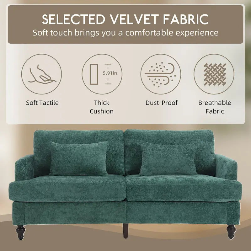 HOMEFUN Modern chenille Fabric Loveseat,2-Seat Upholstered Loveseat Sofa Modern Couch