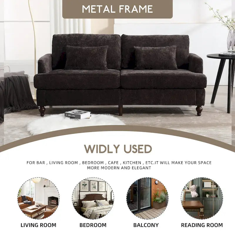 HOMEFUN Modern chenille Fabric Loveseat,2-Seat Upholstered Loveseat Sofa Modern Couch