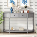 Nestfair Retro Wooden Console Table with Open Shelf Two Drawers