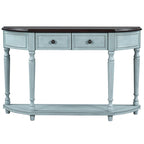 Nestfair Retro Wooden Console Table with Open Shelf Two Drawers