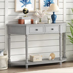 Nestfair Retro Wooden Console Table with Open Shelf Two Drawers