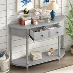 Nestfair Retro Wooden Console Table with Open Shelf Two Drawers