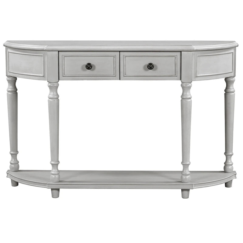 Nestfair Retro Wooden Console Table with Open Shelf Two Drawers