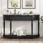 Nestfair Retro Wooden Console Table with Open Shelf Two Drawers