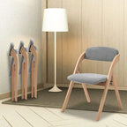 Wooden Stackable Dining Folding Chairs with Padded Seats(Set of 2)