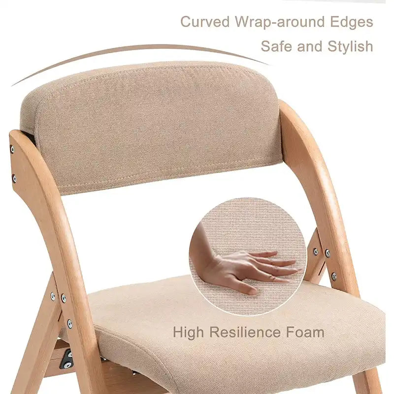 Wooden Stackable Dining Folding Chairs with Padded Seats(Set of 2)