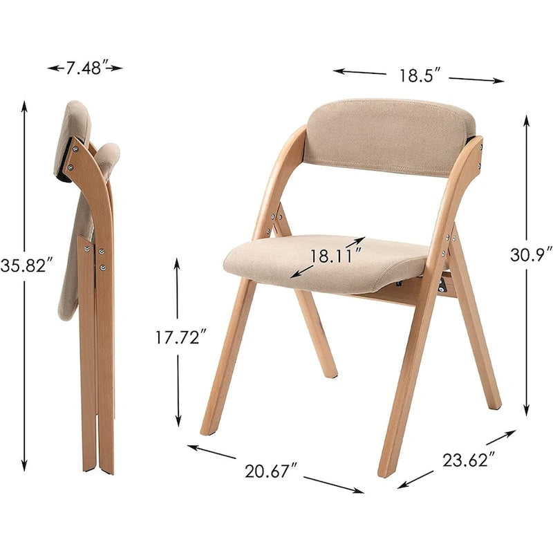 Wooden Stackable Dining Folding Chairs with Padded Seats(Set of 2)