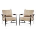 MCombo Set of 2 Modern Accent Chairs, Armchair with Upholstered Cushion, Leathaire Fabric Lounge Chairs for Living Room 4748