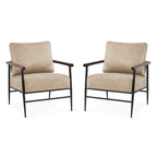 MCombo Set of 2 Modern Accent Chairs, Armchair with Upholstered Cushion, Leathaire Fabric Lounge Chairs for Living Room 4748