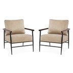 MCombo Set of 2 Modern Accent Chairs, Armchair with Upholstered Cushion, Leathaire Fabric Lounge Chairs for Living Room 4748