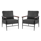MCombo Set of 2 Modern Accent Chairs, Armchair with Upholstered Cushion, Leathaire Fabric Lounge Chairs for Living Room 4748