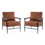 MCombo Set of 2 Modern Accent Chairs, Armchair with Upholstered Cushion, Leathaire Fabric Lounge Chairs for Living Room 4748