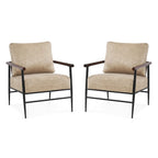 MCombo Set of 2 Modern Accent Chairs, Armchair with Upholstered Cushion, Leathaire Fabric Lounge Chairs for Living Room 4748