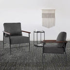 MCombo Set of 2 Modern Accent Chairs, Armchair with Upholstered Cushion, Leathaire Fabric Lounge Chairs for Living Room 4748