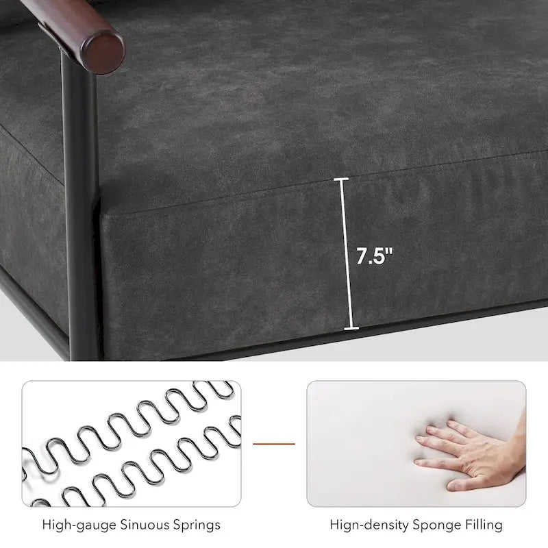 MCombo Set of 2 Modern Accent Chairs, Armchair with Upholstered Cushion, Leathaire Fabric Lounge Chairs for Living Room 4748