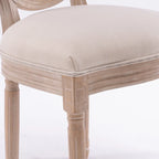 Style Solid Wood Frame Antique Painting Rattan Back Dining Chair Set of 2