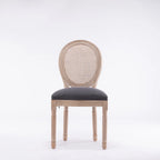 Style Solid Wood Frame Antique Painting Rattan Back Dining Chair Set of 2