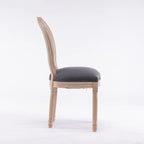 Style Solid Wood Frame Antique Painting Rattan Back Dining Chair Set of 2