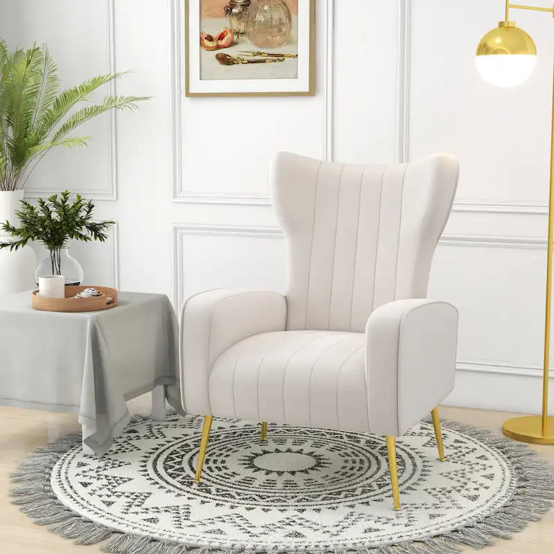 Upholstered Wingback Accent Chair - 26.4W x 37.8H x 32.6D