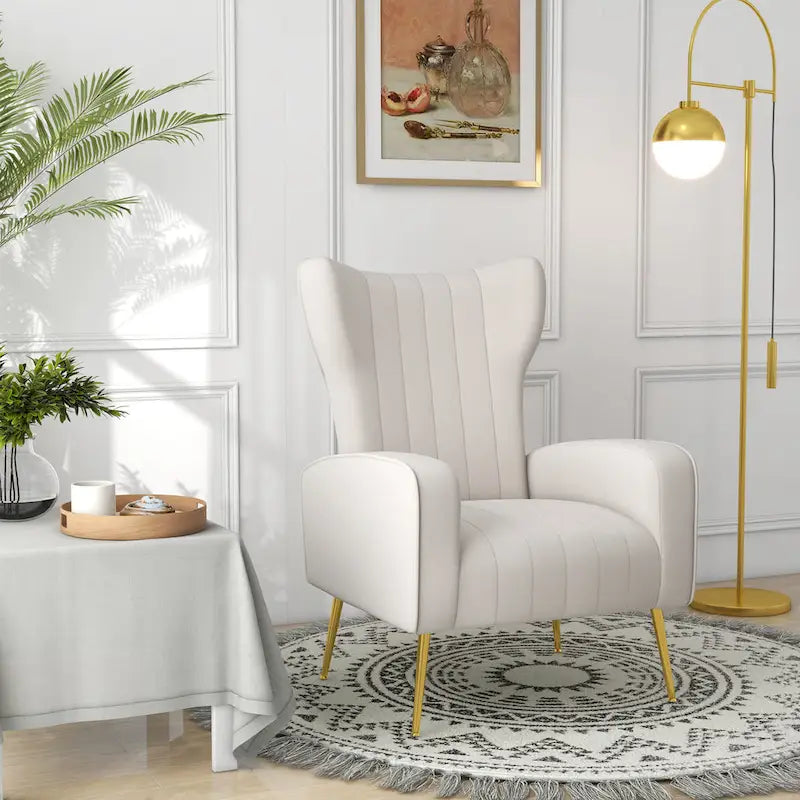 Upholstered Wingback Accent Chair - 26.4W x 37.8H x 32.6D