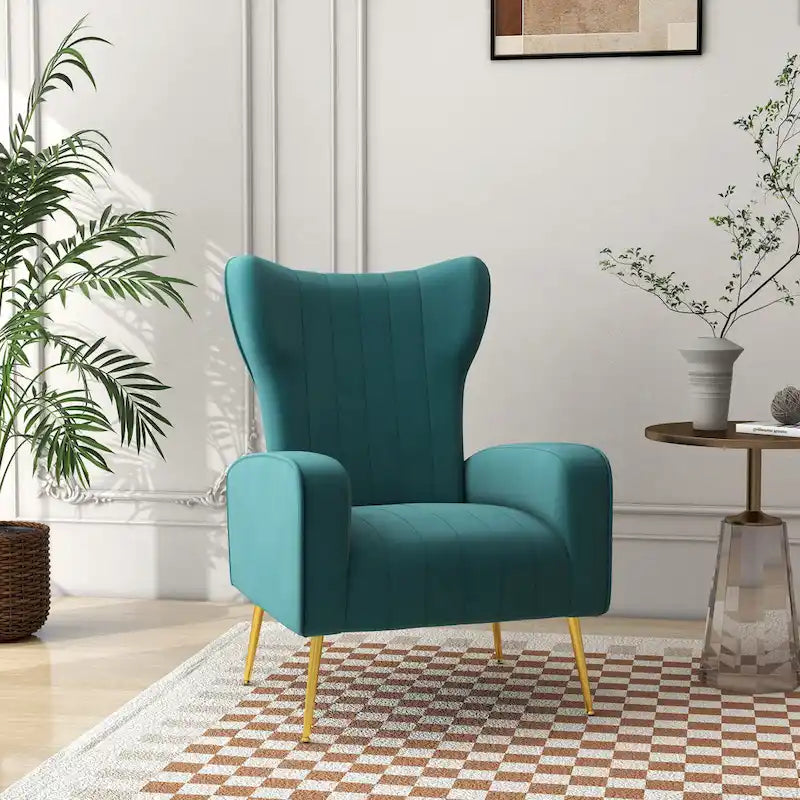 Upholstered Wingback Accent Chair - 26.4W x 37.8H x 32.6D