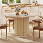 Moasis Round Pedestal Dining Table for 4 with Rattan Circular Base