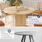 Moasis Round Pedestal Dining Table for 4 with Rattan Circular Base