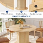 Moasis Round Pedestal Dining Table for 4 with Rattan Circular Base