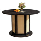 Moasis Round Pedestal Dining Table for 4 with Rattan Circular Base