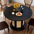 Moasis Round Pedestal Dining Table for 4 with Rattan Circular Base