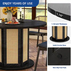 Moasis Round Pedestal Dining Table for 4 with Rattan Circular Base