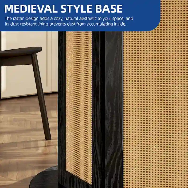 Moasis Round Pedestal Dining Table for 4 with Rattan Circular Base