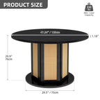 Moasis Round Pedestal Dining Table for 4 with Rattan Circular Base